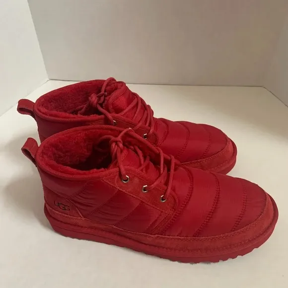 UGG Neumel LTA Quilted Samba Red Boot Shoes Adult Men's Size 12 Brand New