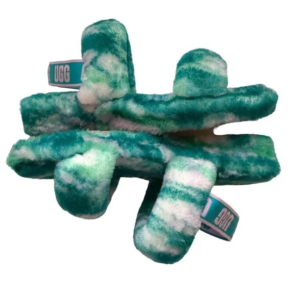 UGG Oh Yeah Marble Colorful Real Fur Slide Slipper Sandals New w/o Box Size 12