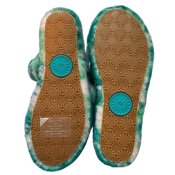 UGG Oh Yeah Marble Colorful Real Fur Slide Slipper Sandals New w/o Box Size 12