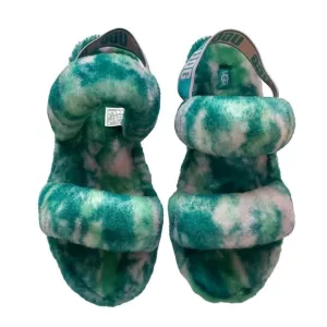 UGG Oh Yeah Marble Colorful Real Fur Slide Slipper Sandals New w/o Box Size 12
