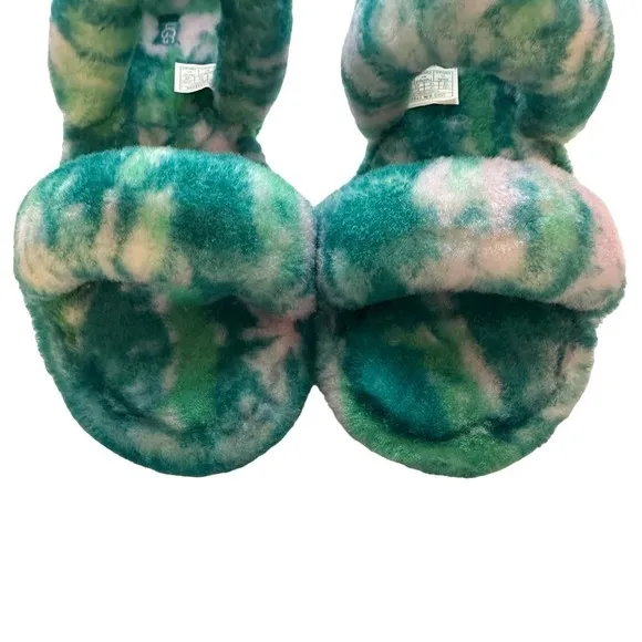 UGG Oh Yeah Marble Colorful Real Fur Slide Slipper Sandals New w/o Box Size 12