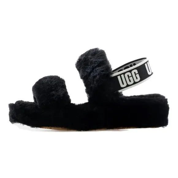 UGG Oh Yeah Slide Black Youth Size 4 (Big Girl)| NEW in BOX/NWT!! 🖤✔️
