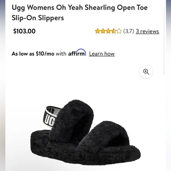 UGG Oh Yeah Slide Black Youth Size 4 (Big Girl)| NEW in BOX/NWT!! 🖤✔️
