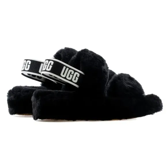 UGG Oh Yeah Slide Black Youth Size 4 (Big Girl)| NEW in BOX/NWT!! 🖤✔️