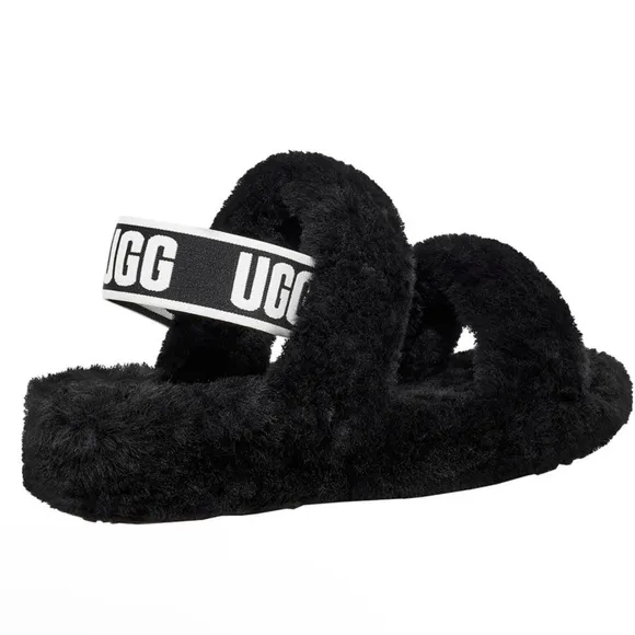 UGG Oh Yeah Slide Black Youth Size 4 (Big Girl)| NEW in BOX/NWT!! 🖤✔️