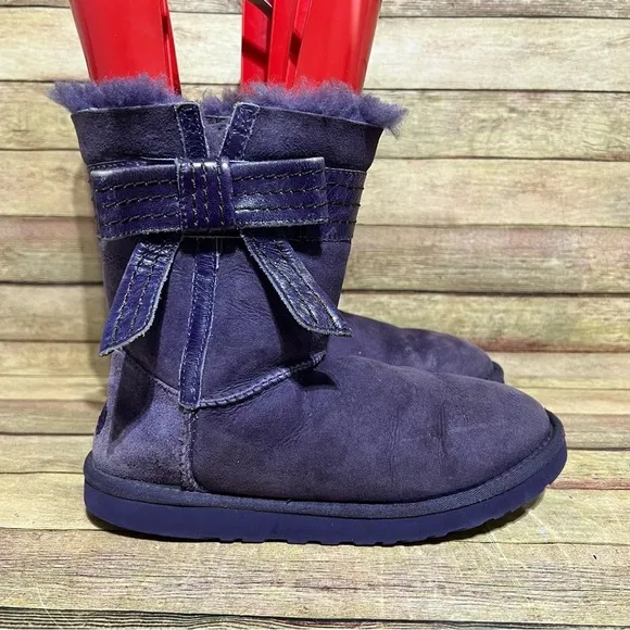 Ugg Purple Suede Josette Bow Winter Boots