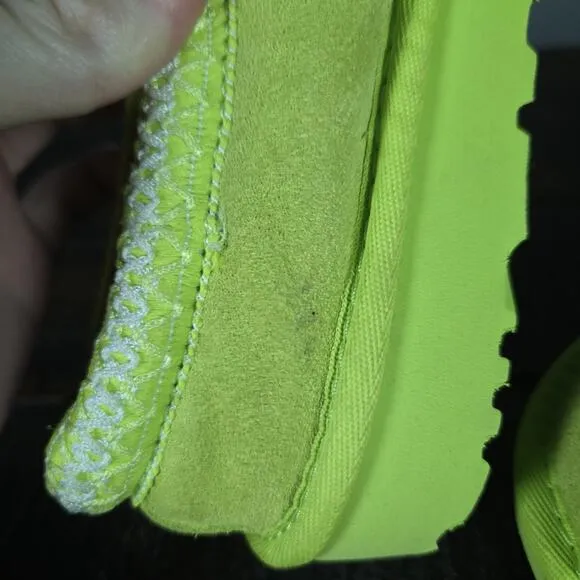 UGG Tasman Womens Size 7 Suede Clog Shoes Slippers Green Fur Lined