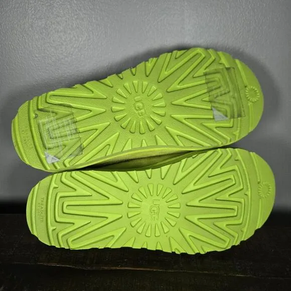 UGG Tasman Womens Size 7 Suede Clog Shoes Slippers Green Fur Lined
