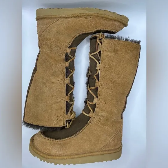 UGG Whitley Brown Moccasin Boots, Girls Size 1