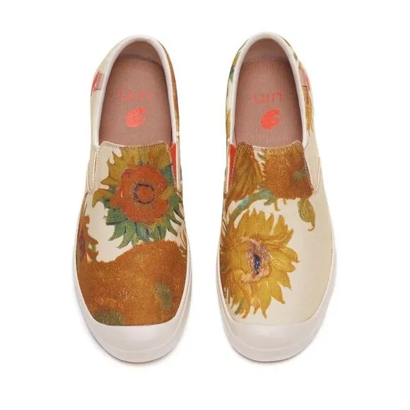 UIN Men's Slip Ons Casual Loafers Travel Shoes (Van Gogh Sunflowers Van Cadiz)