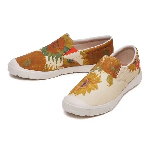 UIN Men's Slip Ons Casual Loafers Travel Shoes (Van Gogh Sunflowers Van Cadiz)