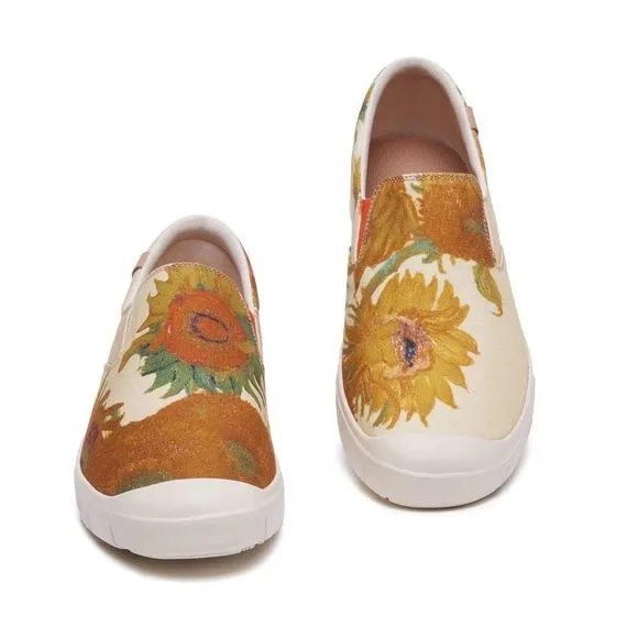 UIN Men's Slip Ons Casual Loafers Travel Shoes (Van Gogh Sunflowers Van Cadiz)