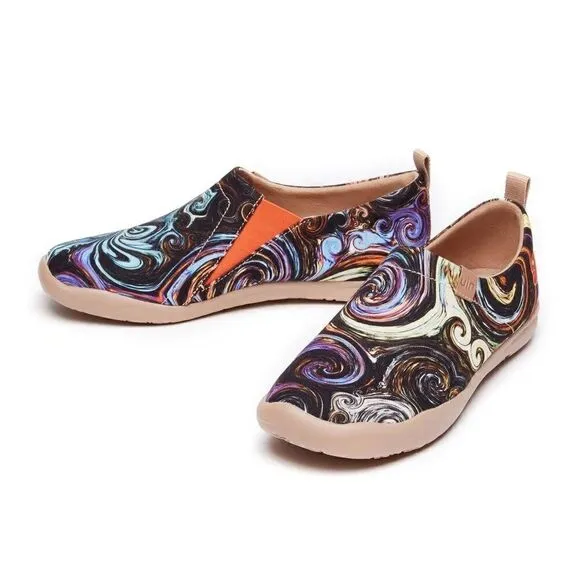 UIN Men's Sneaker Painted Canvas Slip-On Travel Shoes (Starry Night)No Box