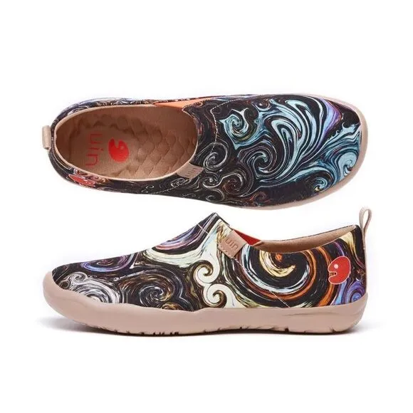 UIN Men's Sneaker Painted Canvas Slip-On Travel Shoes (Starry Night)No Box