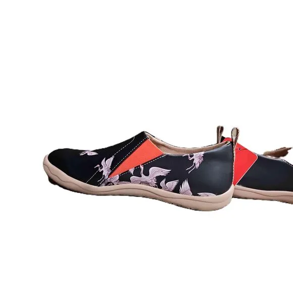 UIN Women's Travel Shoe Slip On PU Leather Vacation Loafers &quot;Crane in Dark&quot; 8