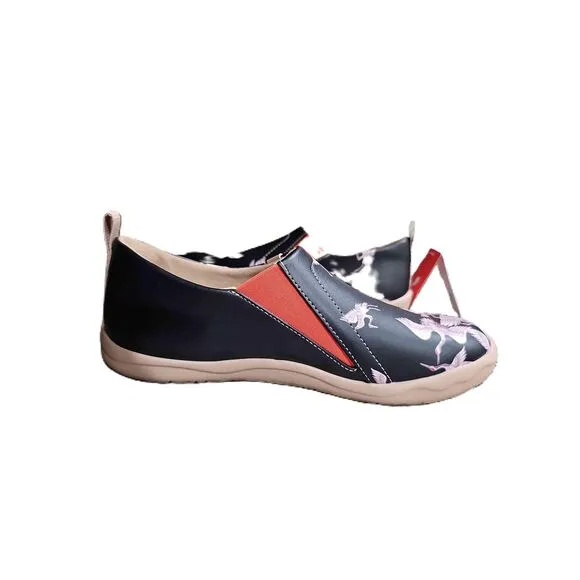 UIN Women's Travel Shoe Slip On PU Leather Vacation Loafers &quot;Crane in Dark&quot; 8