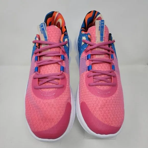 Under Armour Basketball Shoes Mens 12 Pink Blue Flow FUTR X 2 Logo Mesh Sneakers