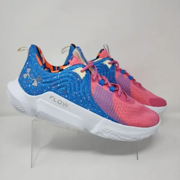 Under Armour Basketball Shoes Mens 12 Pink Blue Flow FUTR X 2 Logo Mesh Sneakers