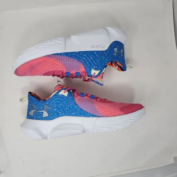 Under Armour Basketball Shoes Mens 12 Pink Blue Flow FUTR X 2 Logo Mesh Sneakers