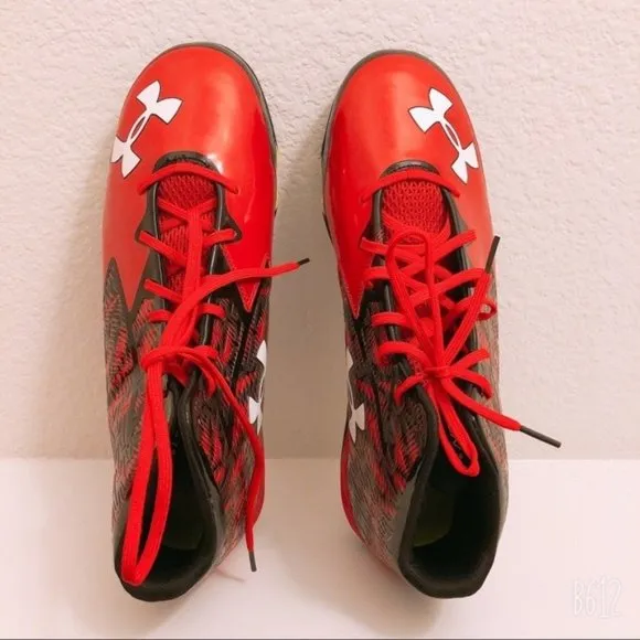 Under Armour Cleats Clutch Fit Spine Red White Men's Size 16 New