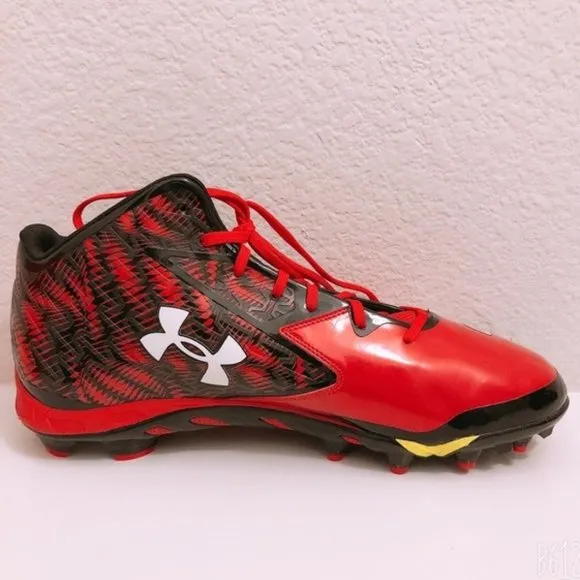 Under Armour Cleats Clutch Fit Spine Red White Men's Size 16 New