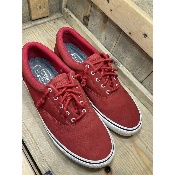 𝅺us 12 Sperry Shoes Men’s Washable Red Lace Up Casual Shoes Sneakers STS21003