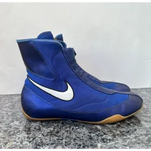 USED NIKE MACHOMAI BOXING SHOES BOXING BOOTS ROYAL BLUE BLACK 321819-411 SIZE 13