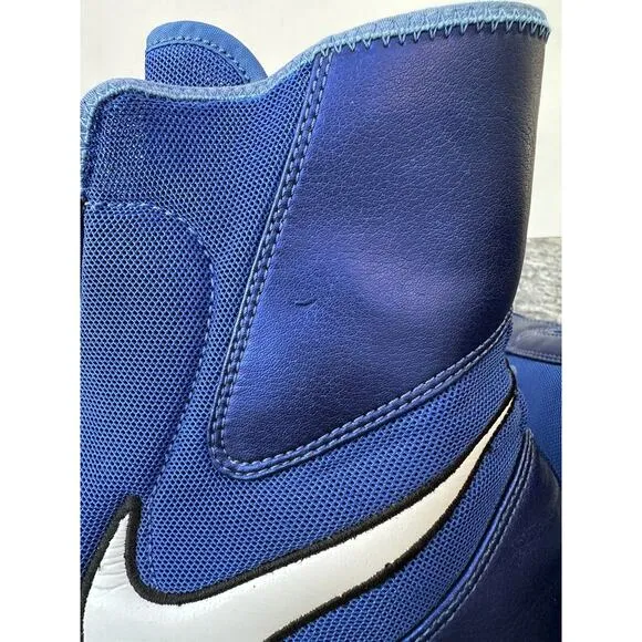 USED NIKE MACHOMAI BOXING SHOES BOXING BOOTS ROYAL BLUE BLACK 321819-411 SIZE 13