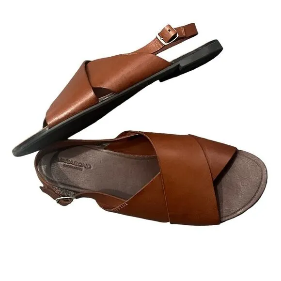 Vagabond Shoe Makers 41 Tia Criss Cross Sandals Leather Cognac Brown sz 9.5 New
