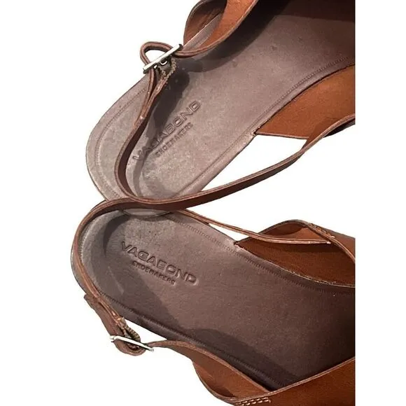 Vagabond Shoe Makers 41 Tia Criss Cross Sandals Leather Cognac Brown sz 9.5 New