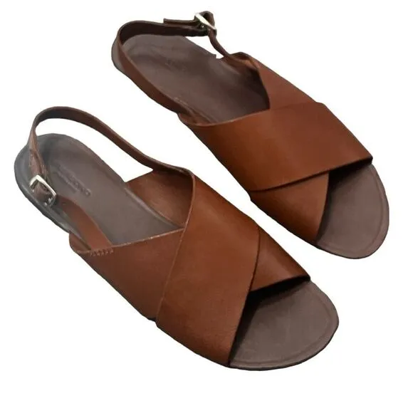 Vagabond Shoe Makers 41 Tia Criss Cross Sandals Leather Cognac Brown sz 9.5 New