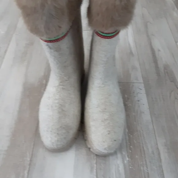 VALENKI Style Wms Sz 40/41 Russian Traditional Winter Felt Boots Rubber …