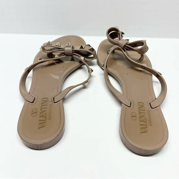 Valentino Garavani Rubber Rockstud Jelly Thong Sandals Size 37