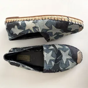 Valentino Garavani Blue Denim Stars Camo Canvas Espadrille