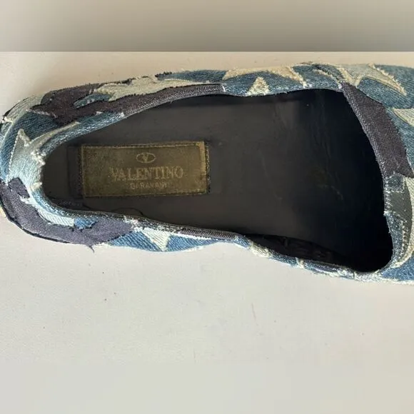 Valentino Garavani Blue Denim Stars Camo Canvas Espadrille