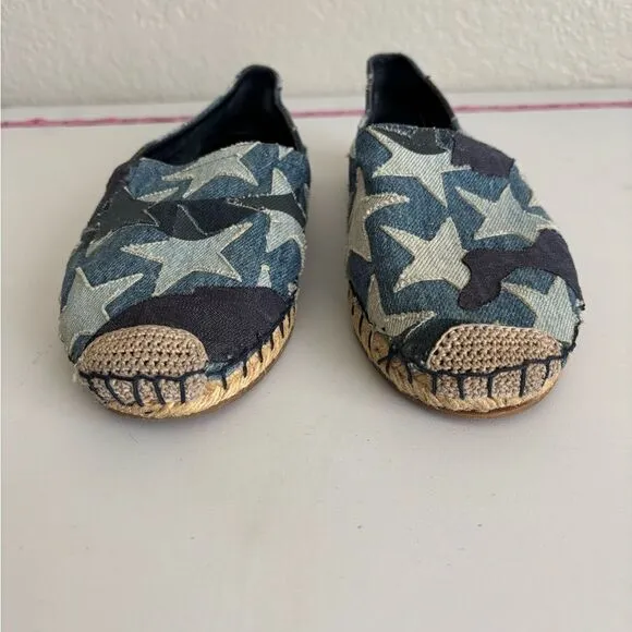 Valentino Garavani Blue Denim Stars Camo Canvas Espadrille