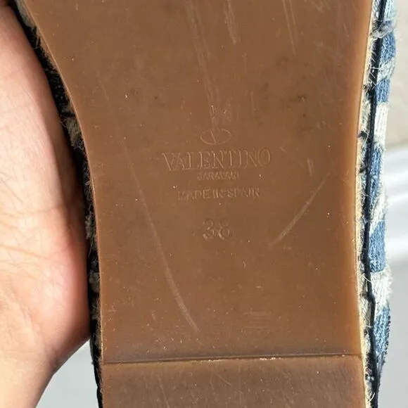 Valentino Garavani Blue Denim Stars Camo Canvas Espadrille
