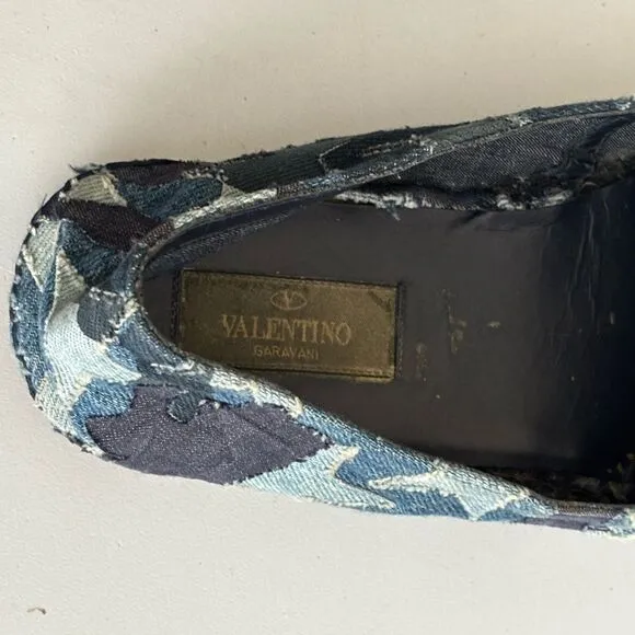 Valentino Garavani Blue Denim Stars Camo Canvas Espadrille