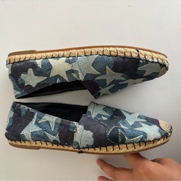 Valentino Garavani Blue Denim Stars Camo Canvas Espadrille