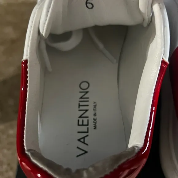 Valentino Women's White and Red Sneakers
