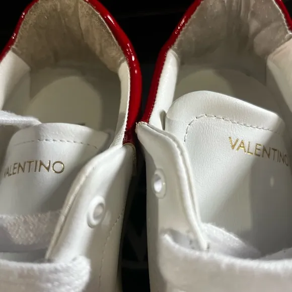 Valentino Women's White and Red Sneakers
