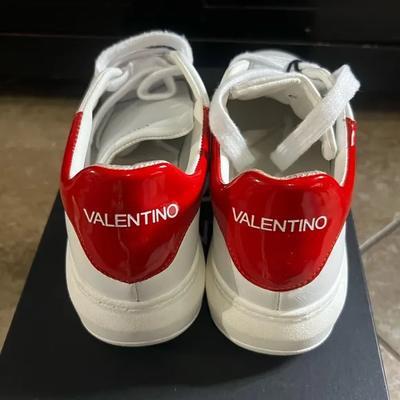 Valentino Women's White and Red Sneakers