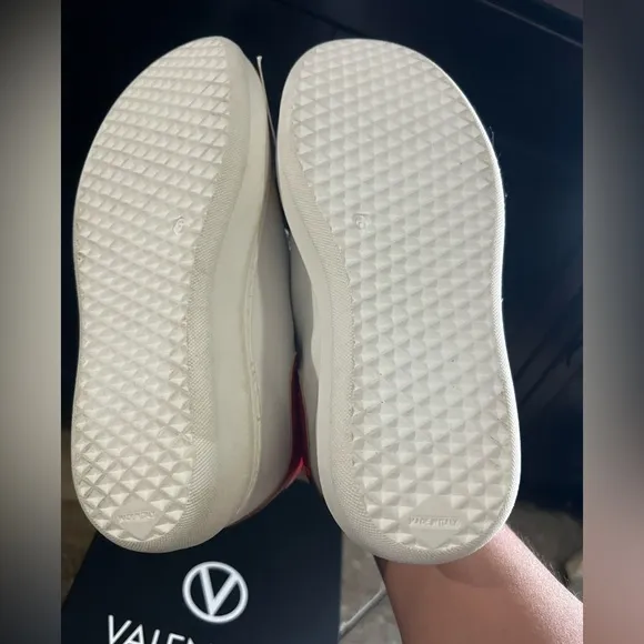 Valentino Women's White and Red Sneakers