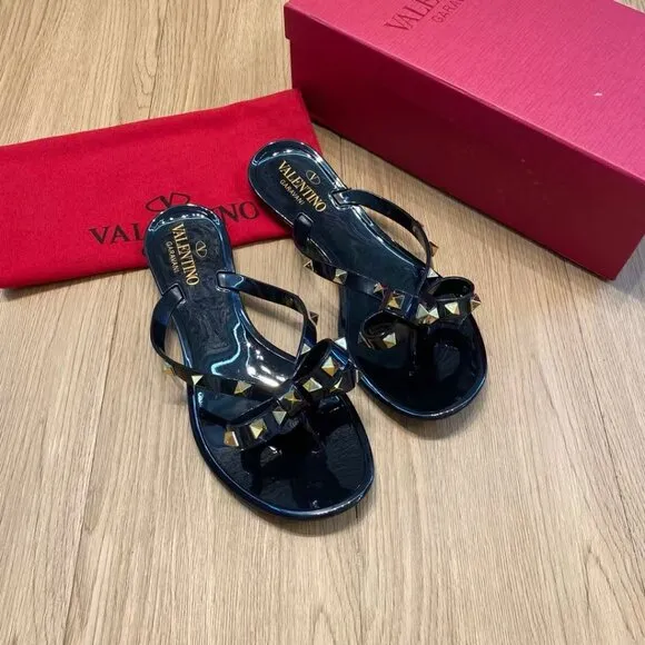 🍁Valentino🍁Garavani  rubber jelly bow sandals black Rockstud slippers