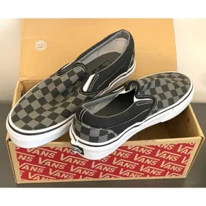 VANS Asher Canvas Slip On Skate Shoes Checkers Black Pewter Men's 3.5 Women's 5