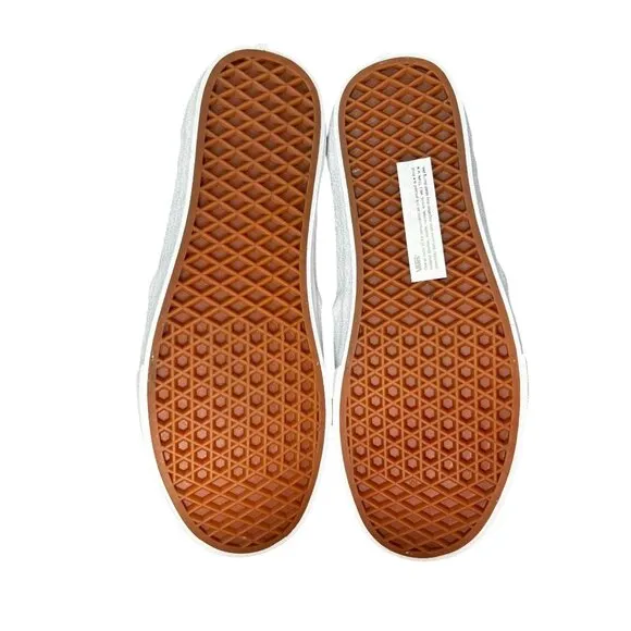 Vans Asher Deluxe Slip-On Mens Size 8 Brown &amp; White Suede Canvas Casual Sneakers