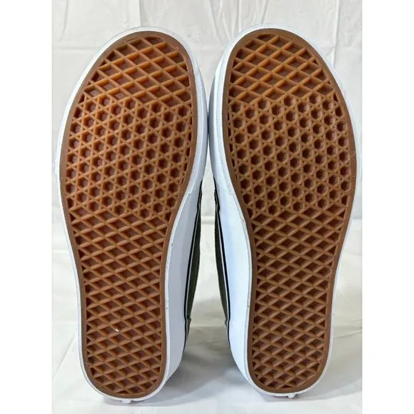 Vans Atwood Deluxe Olive Green Checkered Suede Canvas Skate Shoe Size 9.5