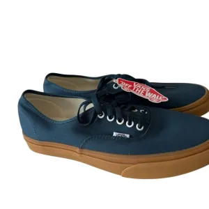 Vans Authentic Canvas Blue Mens size 10.5 Gum Soles Low Top Skateboarding NWT