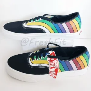 🆕Vans Authentic Refract Rainbow Pride Lace Up Shoes Black NWT NWOB