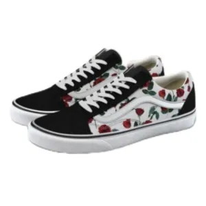 Van's Customs Checkerboard Roses Old Skool shoes, size 7.5 M, 9 W